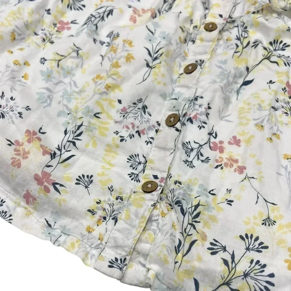 Joie Girls White Floral Button Front Top 5T